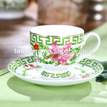 210CC Elegant Fine Bone China Green Tea Cup and Saucer of In April